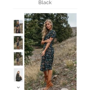 Piper & Scoot Clifton Dress - XS or Small - NWT - Black floral boutique midi